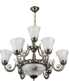 LEARC Antique Brass Finish Chandelier Ceiling Lamp