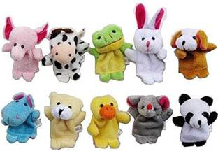 Niceeshop Cute 10Pcs Velvet Animal Style Finger Puppets Set + Cable  - 14 inch