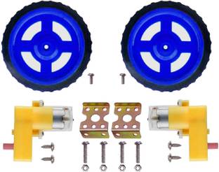 NASA Tech BO Motor 100 RPM (2 Pcs) + BO Wheel (2 Pcs) + BO Motor Clamp + Nuts Bolts ( 8 Sets) + Screws (2 Pcs)
