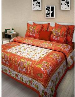 Rajasthani Print Cotton Double Flat 278 TC Printed Bedsheet