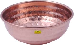 Shivshakti Arts Copper Serving Bowl Handmade Pure Copper Bowl Hammered Design With Round Base