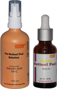 REJSOL Yellow Retinol Peel Retinool 4% 30 ml with Glycolic Vitamin C Pre Peel Solution 100 ml