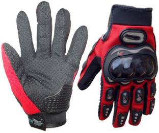 ShoppingKiSite Impact Resistant Hard Knuckle Tactical Motorcycle Bike Riding Shockproof Outdoor Full Finger Red Large Gloves for Men Riding Gloves