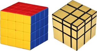 RUBIK'S CHALLENGE Golden Mirror & Stickerless 4x4x4 Speed Cube - Combo