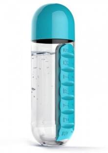 INFInxt Water Bottle with Built-in Daily Pill & Vitamins Box Organizer Pack of 1 750 ml Bottle