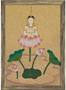 ArtzFolio Pink Lotus Flowers Canvas Painting Antique Gold Wood Frame 12 X 17.1Inch