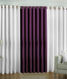 Panipat Textile Hub 274 cm (9 ft) Long Door Polyester Semi Transparent Curtain (Pack Of 3)