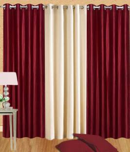 Panipat Textile Hub 274 cm (9 ft) Long Door Polyester Semi Transparent Curtain (Pack Of 3)