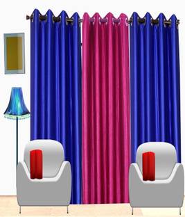 Panipat Textile Hub 274 cm (9 ft) Polyester Semi Transparent Long Door Curtain (Pack Of 3)