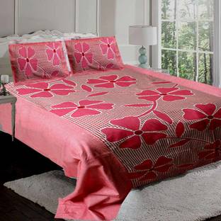 H'Decor 144 TC Cotton Double Floral Flat Bedsheet