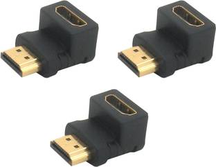 De-TechInn Pack Of 3 Male To Female Extension Right Angle "L"shape 1080p Full Hd HDMI Connector