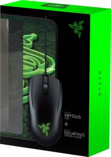 Razer Abyssus 2000 and Goliathus Control Fissure Mouse Mat Bundle Wired Ambidextrous Optical  Gaming Mouse