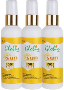 Globus Remedies Sunscreen - SPF 50 PA+++ Sunscreen Lotion With Fairness SPF 50 PA+++ Pack of 3
