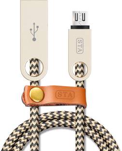 STA Micro USB Cable 2 A 1 m Designer Zinc connector Nylon Braided High Speed,Quick Charge 2.4 Amp & Data Sync Micro USB Cable (Gold) 16346-1