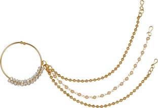JEWELS GURU Pearl Gold-plated Plated Alloy Nose Ring