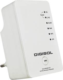 DIGISOL DG-WR4801AC WiFi Range Extender 2.4 GHz, 5 GHz 433 Mbps Wifi Speed Dual Band Internal Antenna Access Point Mode, Both (Ethernet and ADSL)