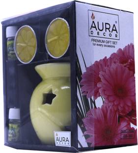 AuraDecor Aroma Diffuser Set Ceramic Burner with Tealight & Two 5ml Aroma Oil