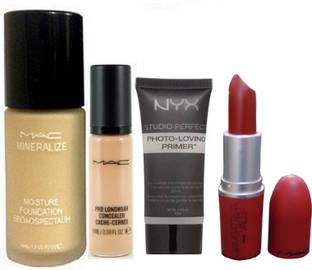 M.A.C Mineralize Foundation,Prolongwear Concealer,Giambattista Lipstick,Nyx Primer