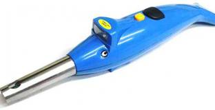 PREMIUM E COMMERCE Kitchen Electronic Gas Lighter 2 In 1 Dolphin Shape With Led Torch Plastic Electronic Gas Lighter