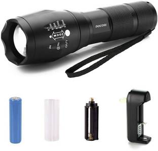DOCOSS Rechargeable 3 Modes Portable Bright Waterproof Shockproof Zoomable Focus Flashlight Torch With Charger-B22 Torch