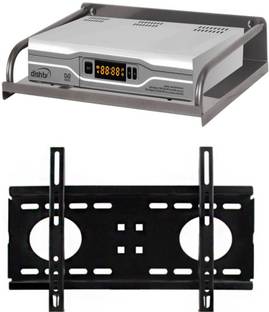 फिनर्ट्स Combo of Steel Set Top Box Stand/DTH Stand/Set Top Box Wall Bracket (Metal Body) with Universal 26 to 32 inch LED/LCD TV Wall Mount Bracket फिक्स्ड TV माउंट