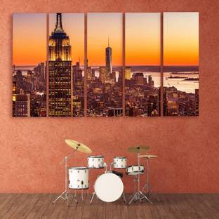 Hazzelnut Multiple Frames | SKYLINE BEAUTIFUL WOODEN FRAMED ART PANELS | | 7MM BOARD READY TO HANG | Digital Wall Painting (148cm x 76cm) Ink 30 inch x 50 inch Painting