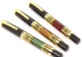 Ledos (PACK OF 3) ROYAL DESIGNER WITH GOLDEN TRIMS NEW Pen Gift Set