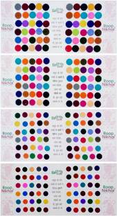 Roop Nikhar Big Bindi Bollywood Style Plain Colored Bindis Stickers, Plain Kumkum,Indian Multicolor Bindi,Round Bindi Stickers Forehead Multicolor Bindis