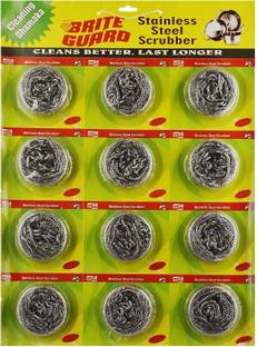 Brite Guard Brite Guard Stainless Steel Multipurpose Scrubber 10 Gm (Grey, 12-Piece) Scrub Sponge