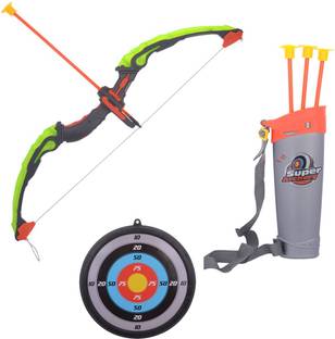Kiditos Archer Bow and Arrow, Quiver, 3 Arrows, Strong String Thread, Target Board with LED Flashing Light Bows & Arrows