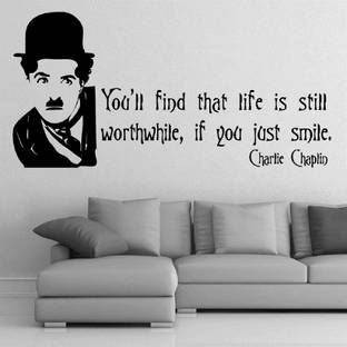 Asmi Collections 115 cm Charlie Chaplin Motivational Quotes Removable Sticker