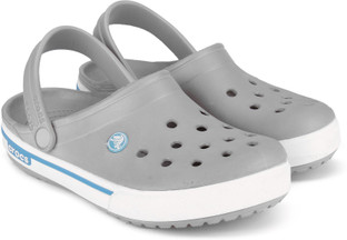 blue and grey crocs