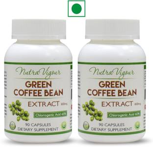 Perennial Lifesciences NutraVigour Green Coffee Bean Extract 60% GCA 100% Natural 90 VEG Capsules 800mg (Pack of 2) Weight management