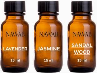 NAWAB essential aroma Diffuser oil(Lavender,Jasmine,Sandalwood-15ml each) Aroma Oil essential aroma Diffuser oil(Lavender,Jasmine,Sandalwood-15ml each)