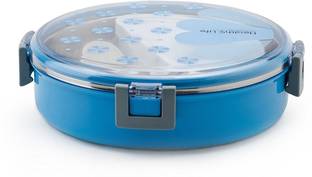 Tuelip Tedemei Stainless Steel Single Layer Round Shape Lunch Box Blue 1 Containers Lunch Box