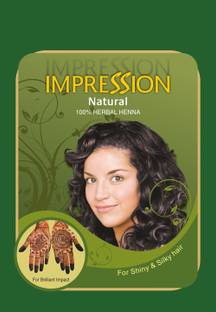 impression 100% Pure Triple Filtered Herbal Henna Powder And Kashmiri Black Henna Combo Pack (150g & 50g Each )
