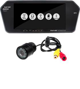 Accedre 7 Inches Rear View Mirror Screen, 8 LED Night Vision Reverse Parking Camera Combo