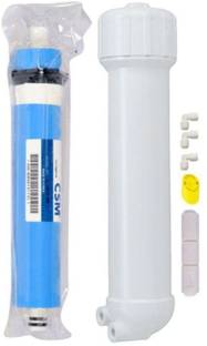 Aameria RO Membrane CSM 80 GPD + Membrane Housing + Elbow Connectors + Teflon Tape + Flow Restrictor for Water Purifier RO Service Kit Solid Filter Cartridge