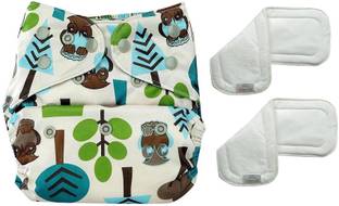 bumberry Adjustable Tree Print Reusable Cloth Diaper Cover With 2 Wet Free Inserts For Babies (3-36 Months)