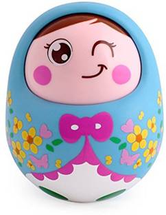 Tiny Mynee Cartoon Tumbler Doll Roly-poly for babies with Sound&Nodding head-Blue Rattle