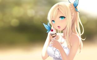 Anime Papillons Cartoon Girl HD Wallpaper poster on LARGE PRINT 36X24 INCHES Photographic Paper