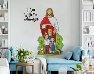 rawpockets 15 cm Lord Jesus with Kids and Quote Self Adhesive Sticker