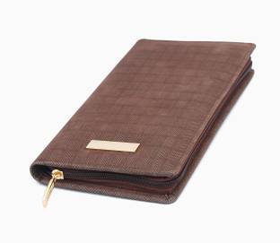 kittu ethnic fabric cheque book and card holder ethnic brownish with shades