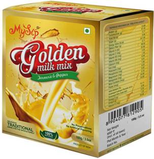 Mysip Golden Milk Mix - 100 Grams ( 100 % Natural , No Preservatives , No Artificial Colour, Delicious,Traditional & Ayurvedic recipie )Turmeric , Pepper & Spice Mixes -