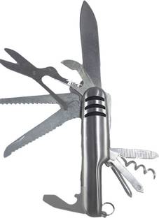 K कुडोस एंटरप्राइज़ 11 in 1- Multi function Outdoor Camping Survival Swiss Army Style Stainless Steel Folding Pocket Knife Tool 11 फंक्शन मल्टी यूटिलिटी स्विस चाकू