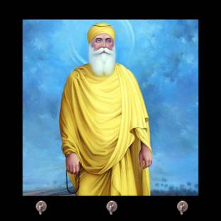 GIFTSMATE Calming Guru Nanak Dev Key Hanger Wood Key Holder
