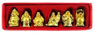 AIR9999 SMALL LAUGHING BUDDHA SET ( GOLDEN POLISH ) ( 6 PCS ) , HAPPY MAN FOR HAPPINESS Decorative Showpiece  -  3 cm