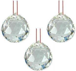 AIR9999 LOT of 3 FENG SHUI HANGING WHITE CRYSTAL BALL ( 40 mm ) Decorative Showpiece  -  4 cm