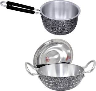 bartan hub Kadhai and saucepan set (kadhai 2500 ml , 1000 ml) Cookware Set