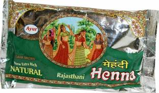 Ayur Rajasthani Henna Mehndi Powder in dark brown Color 200 gm